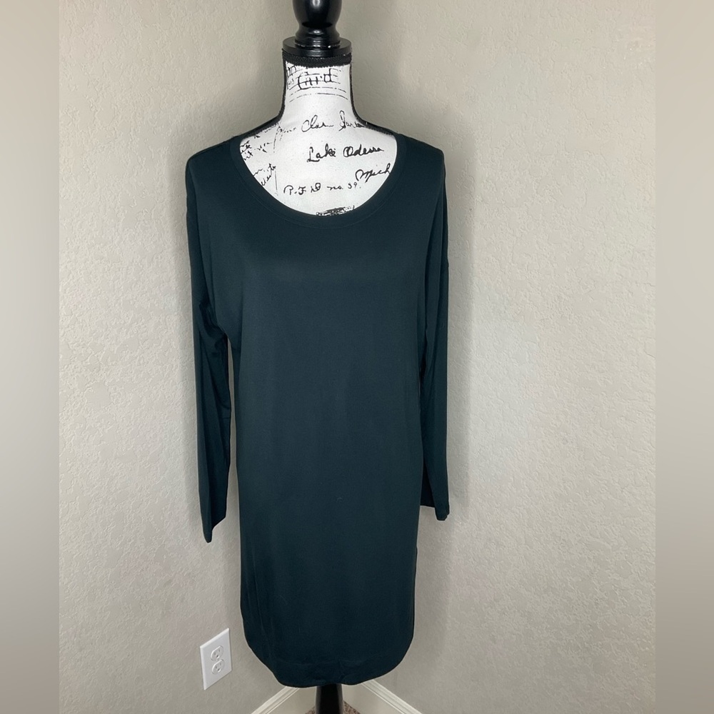 565 - Avec Les Filles NWT Black Long Sleeve Midi T-Shirt Dress Size Medium